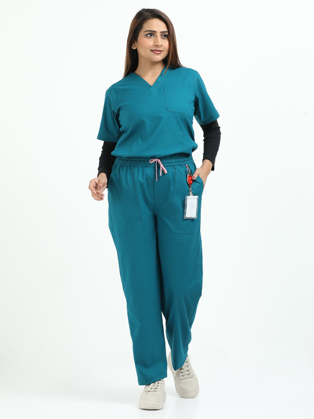 Female healthcare professional wearing Scrubmode medical scrubs for women