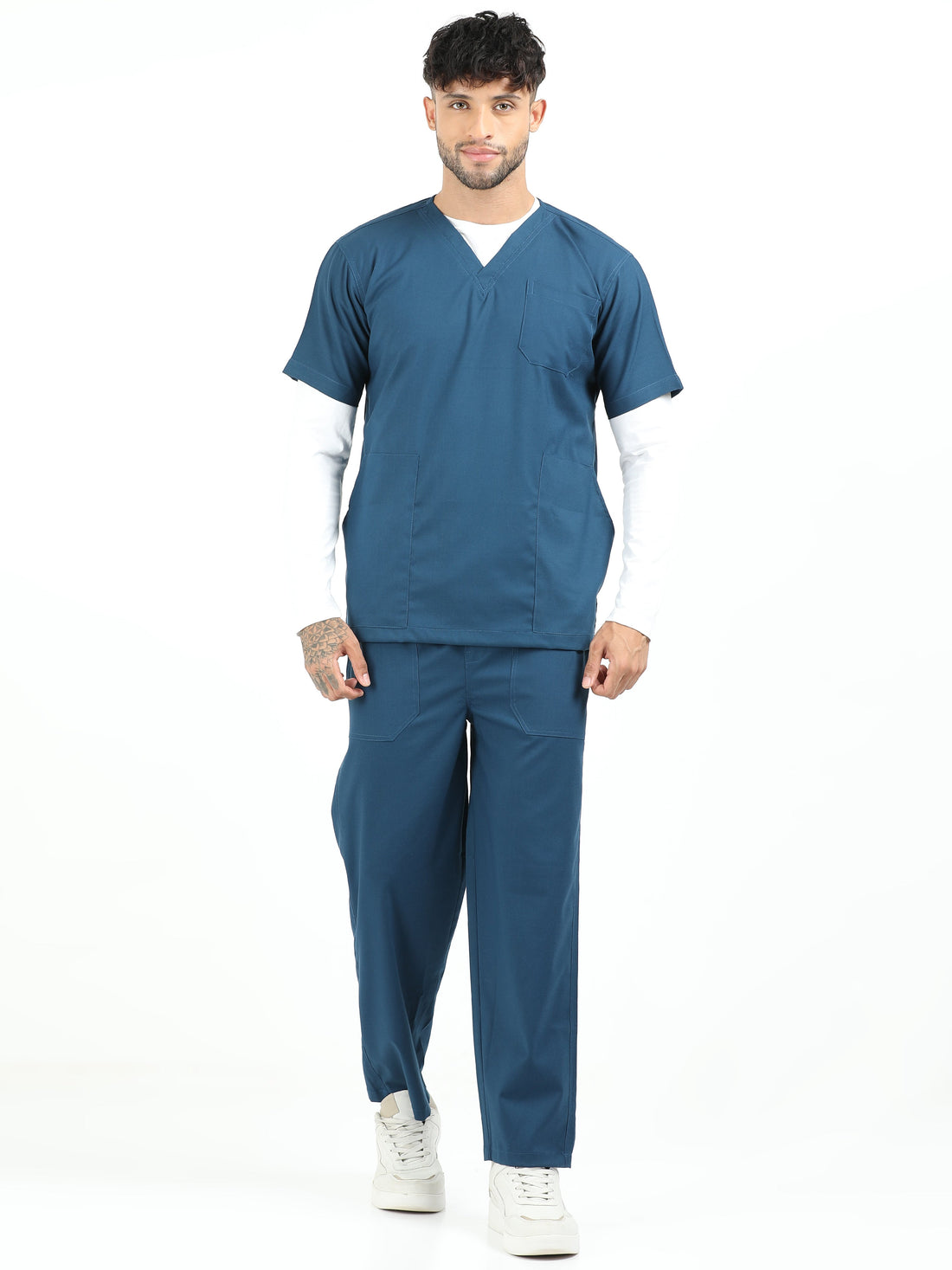 Healthcare professional wearing Scrubmode stretchable medical scrubs