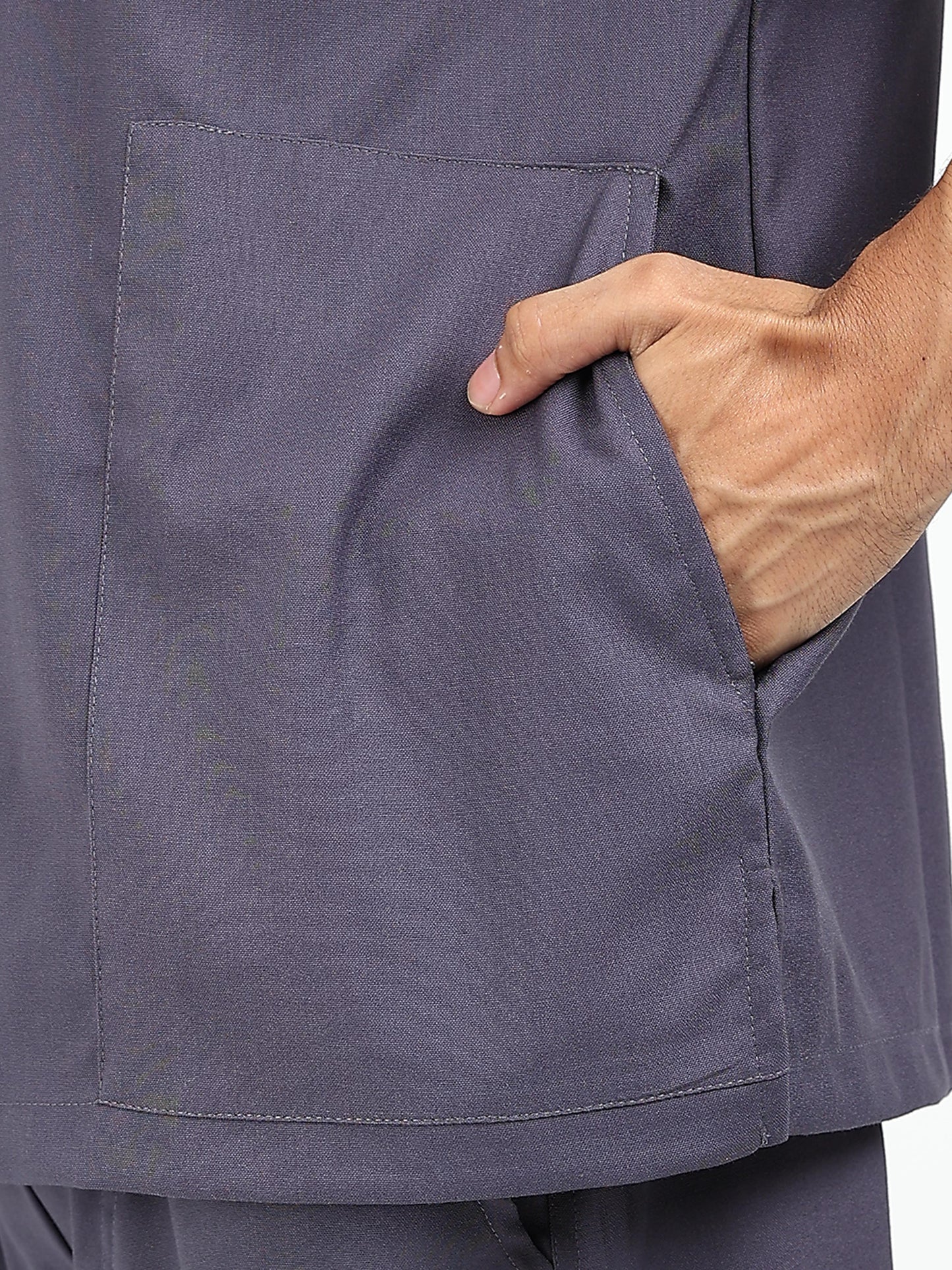 Men’s Heather Grey Medical Scrub Set – V-Neck Top & Straight Pants | 2-Way Stretch, Antibacterial & Durable Fabric – Apollo