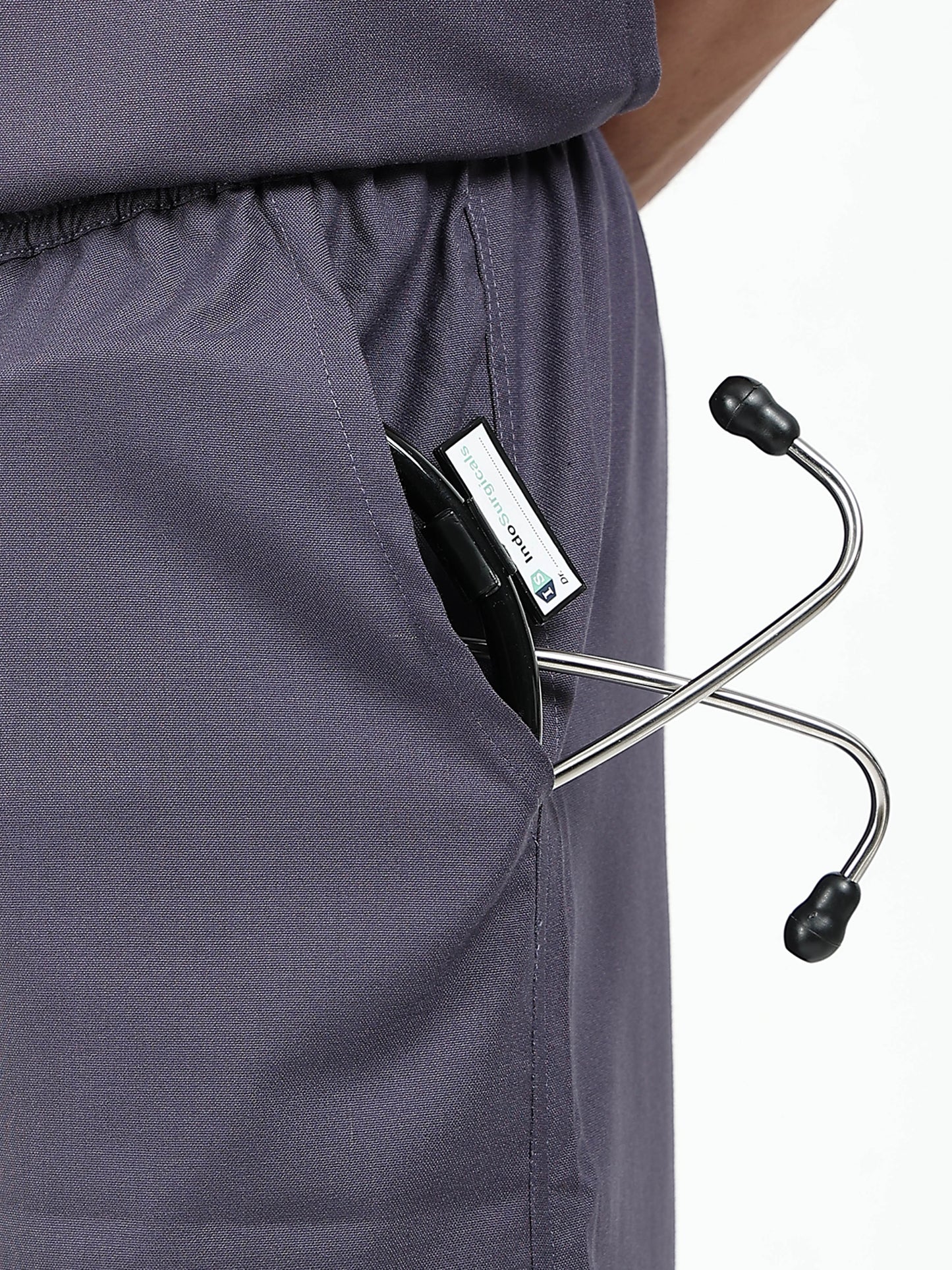 Men’s Heather Grey Medical Scrub Set – V-Neck Top & Straight Pants | 2-Way Stretch, Antibacterial & Durable Fabric – Apollo