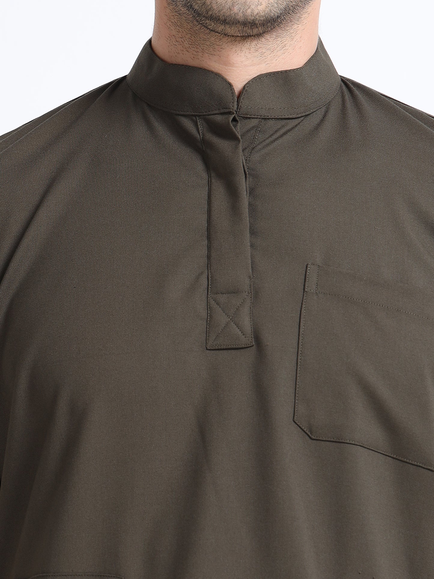 Men’s Olive Medical Scrub Set – Mandarin Collar (Chinese Collar) Top & Straight Pants | Wrinkle-Resistant – Eco Flex