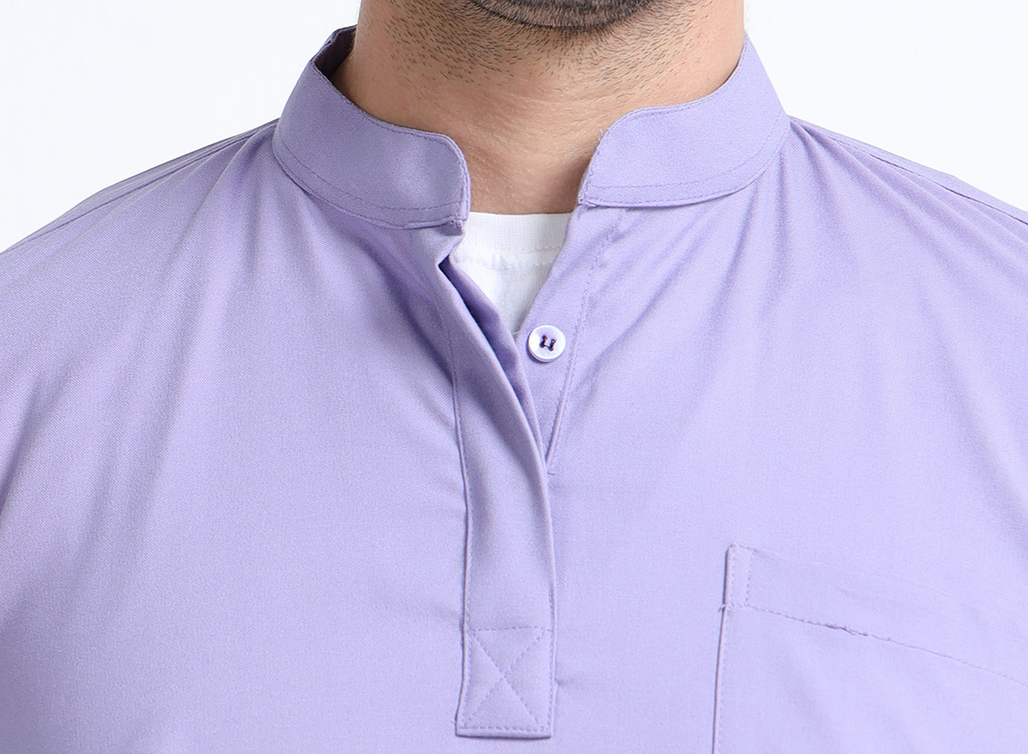 Men’s Pastel Lilac Medical Scrub Set – Mandarin Collar (Chinese Collar) Top & Straight Pants | Wrinkle-Resistant – Eco Flex