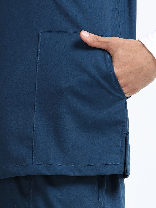 Men’s Galaxy Blue Medical Scrub Set – Mandarin Collar (Chinese Collar) Top & Straight Pants | Wrinkle-Resistant – Eco Flex