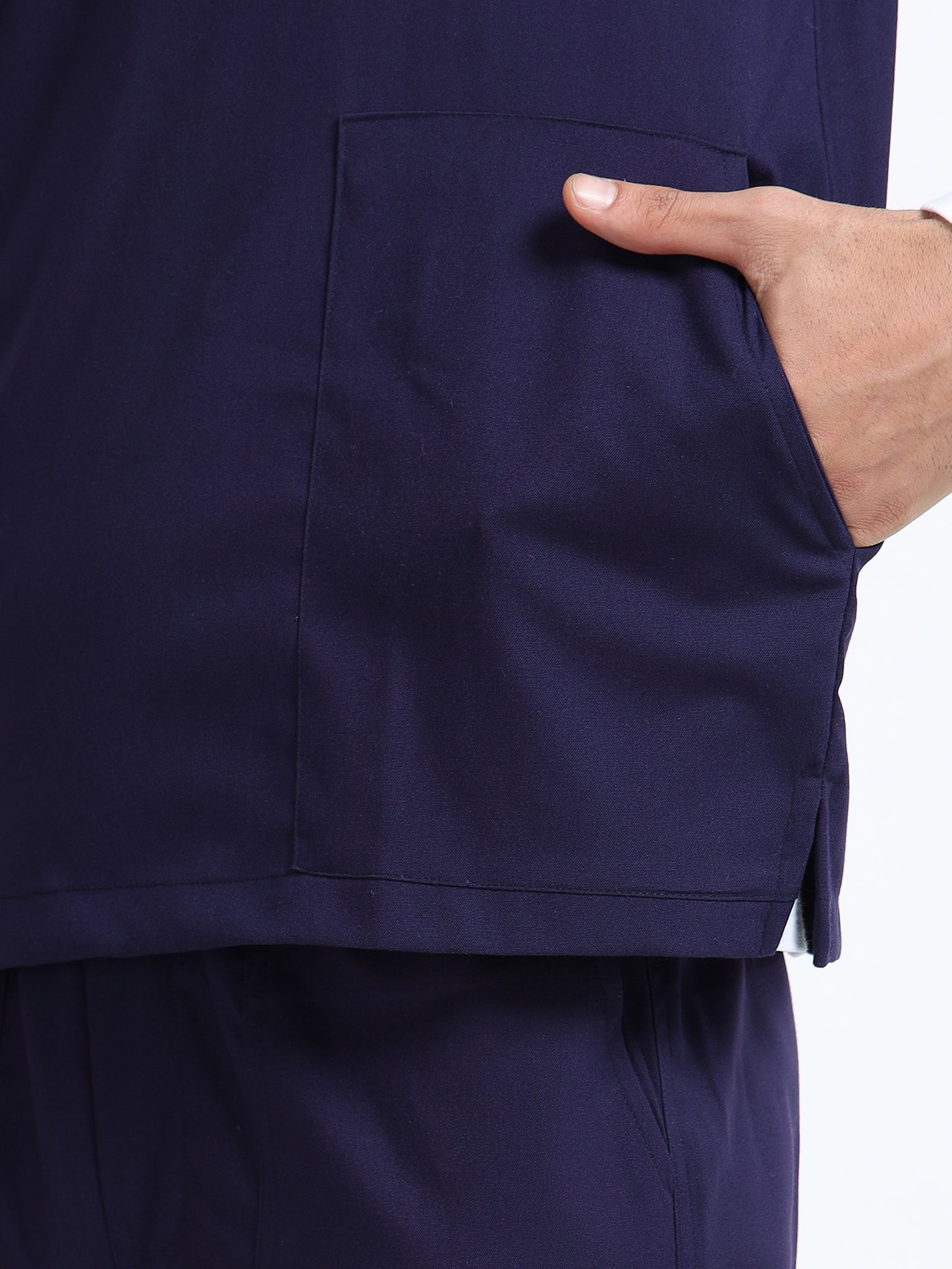 Men’s Navy Medical Scrub Set – Mandarin Collar (Chinese Collar) Top & Straight Pants | 2-Way Stretch, Antibacterial & Wrinkle-Resistant – Apollo