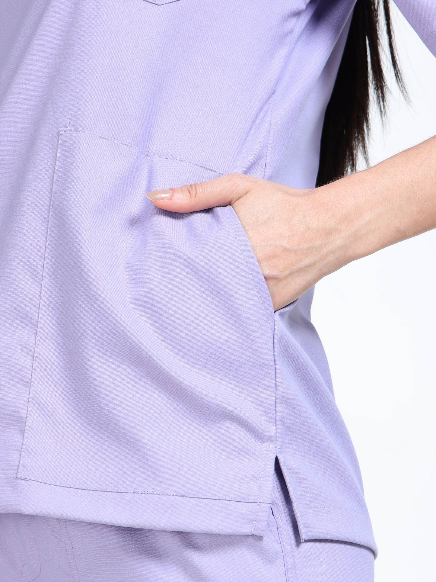 Women’s Pastel Lilac Medical Scrub Set – Mandarin Collar (Chinese Collar) Top & Straight Pants | 2-Way Stretch, Antibacterial & Soft Comfort Fabric – Apollo