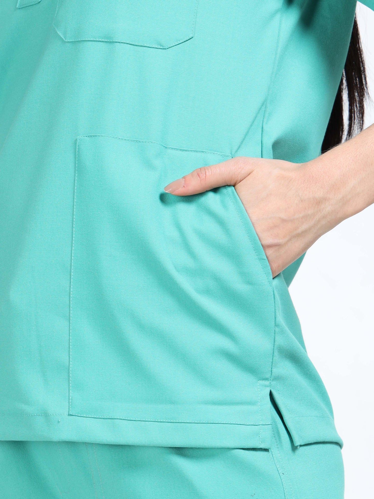 Women’s Sea Green Medical Scrub Set – Mandarin Collar (Chinese Collar) Top & Straight Pants | 2-Way Stretch, Breathable & Antibacterial Fabric – Apollo