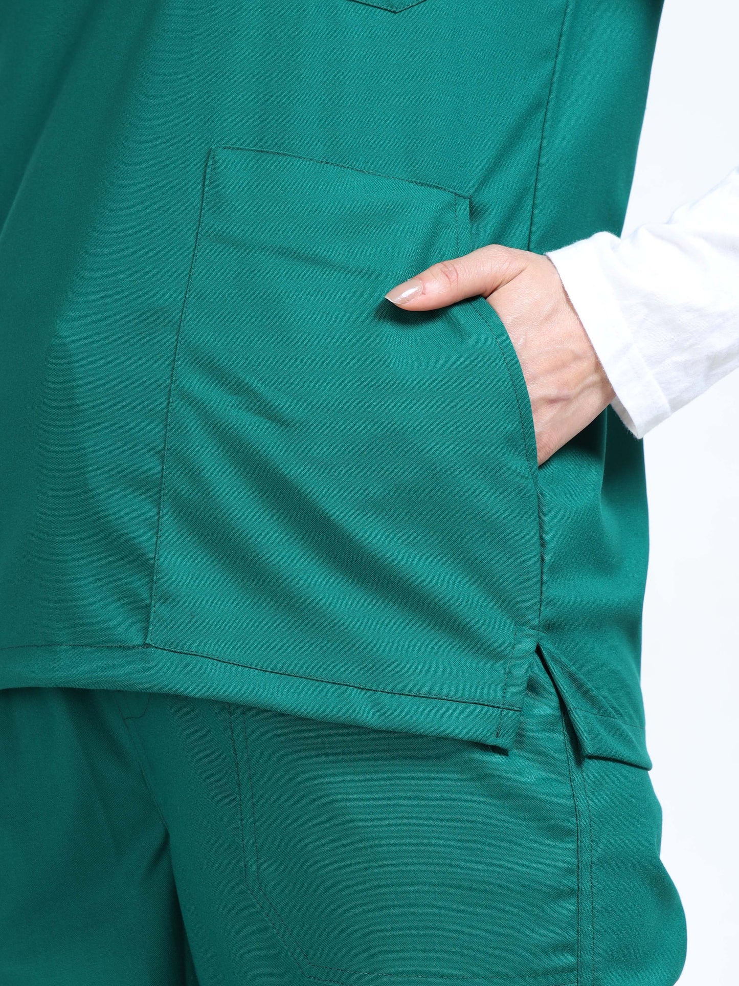 Women’s Forest Green Medical Scrub Set – Mandarin Collar (Chinese Collar) Top & Straight Pants | 2-Way Stretch, Antibacterial & Durable Fabric – Apollo