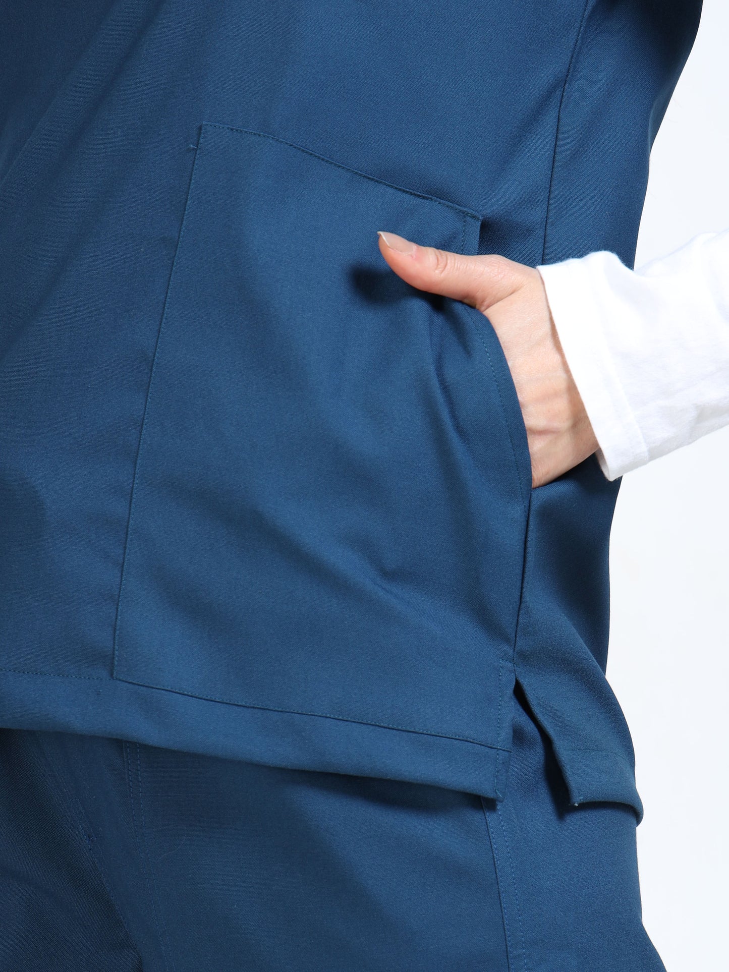 Women’s Galaxy Blue Medical Scrub Set – Mandarin Collar (Chinese Collar) Top & Straight Pants | 2-Way Stretch, Antibacterial & Wrinkle-Resistant – Apollo