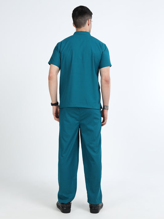 Men’s Emerald Green Medical Scrub Set – Mandarin Collar (chinese collar)Top & Straight Pants | Antibacterial, Stretch & Wrinkle-Resistant - Apollo
