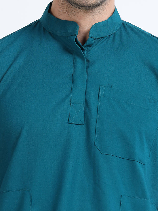 Men’s Emerald Green Medical Scrub Set – Mandarin Collar (Chinese Collar) Top & Straight Pants | Wrinkle-Resistant – Eco Flex