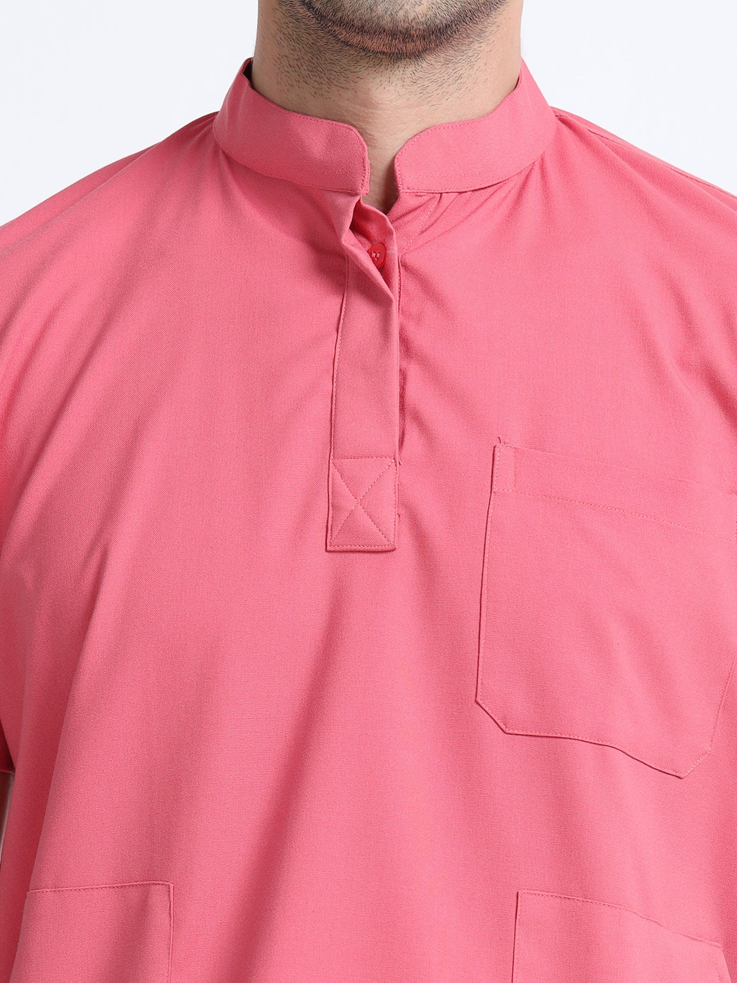 Men’s Mauve Medical Scrub Set – Mandarin Collar (Chinese Collar) Top & Straight Pants | 2-Way Stretch, Antibacterial & Wrinkle-Resistant – Apollo