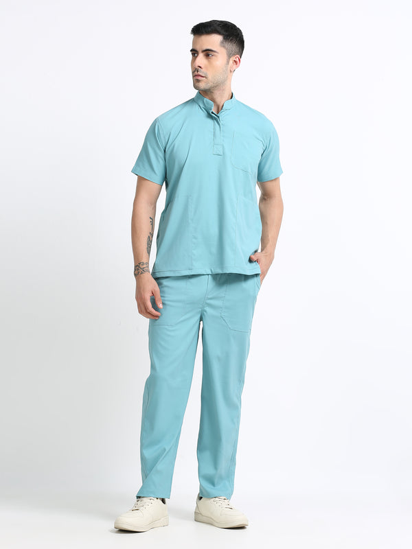 Men’s Eucalyptus Medical Scrub Set – Mandarin Collar (Chinese Collar) Top & Straight Pants | Wrinkle-Resistant – Eco Flex
