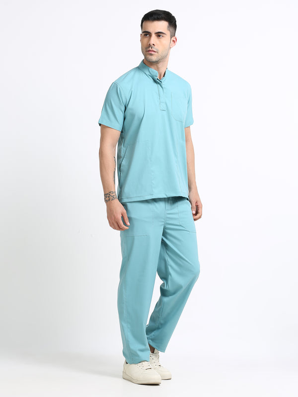 Men’s Eucalyptus Medical Scrub Set – Mandarin Collar (Chinese Collar) Top & Straight Pants | Wrinkle-Resistant – Eco Flex