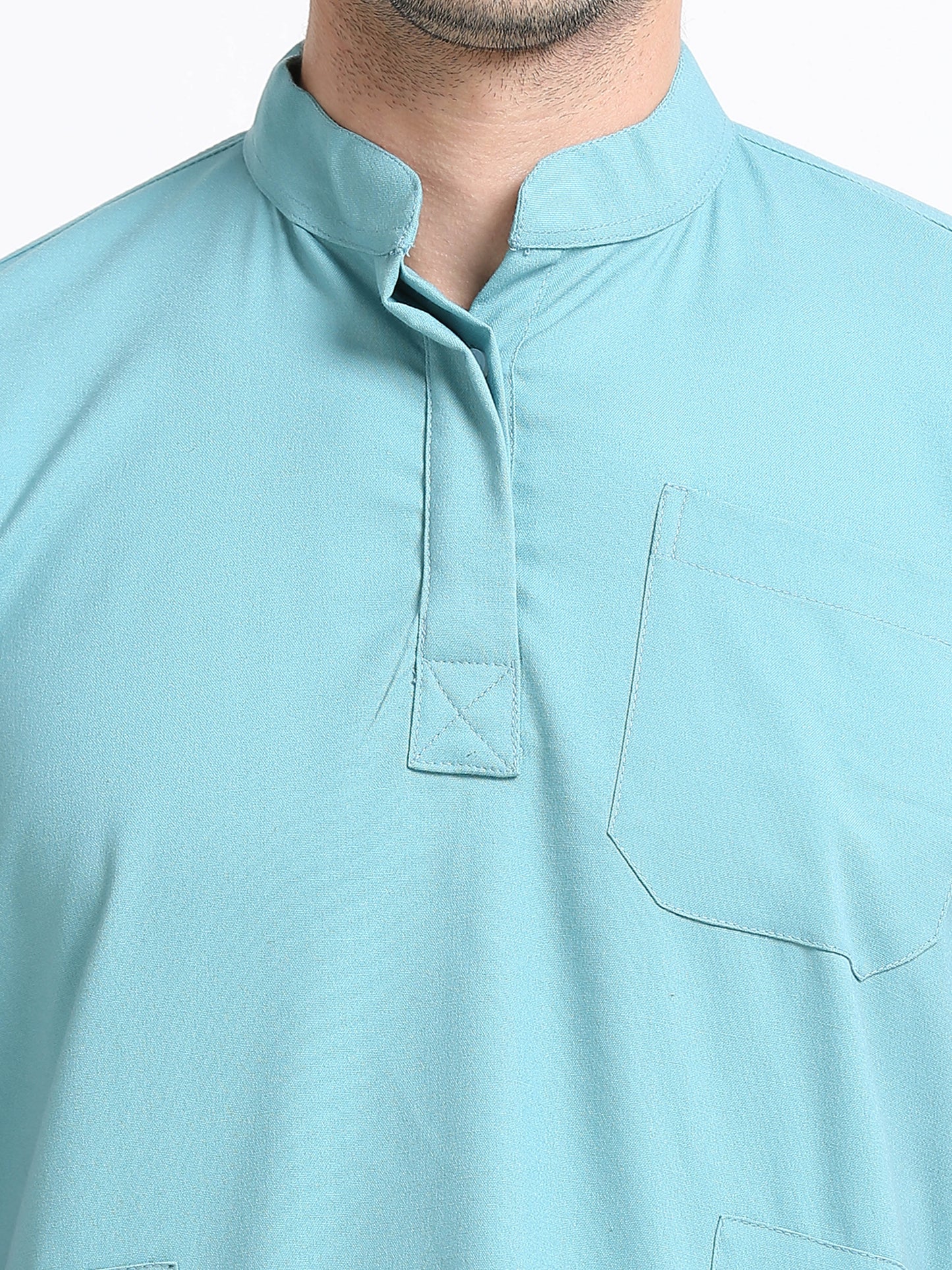 Men’s Eucalyptus Medical Scrub Set – Mandarin Collar (Chinese Collar) Top & Straight Pants | Wrinkle-Resistant – Eco Flex