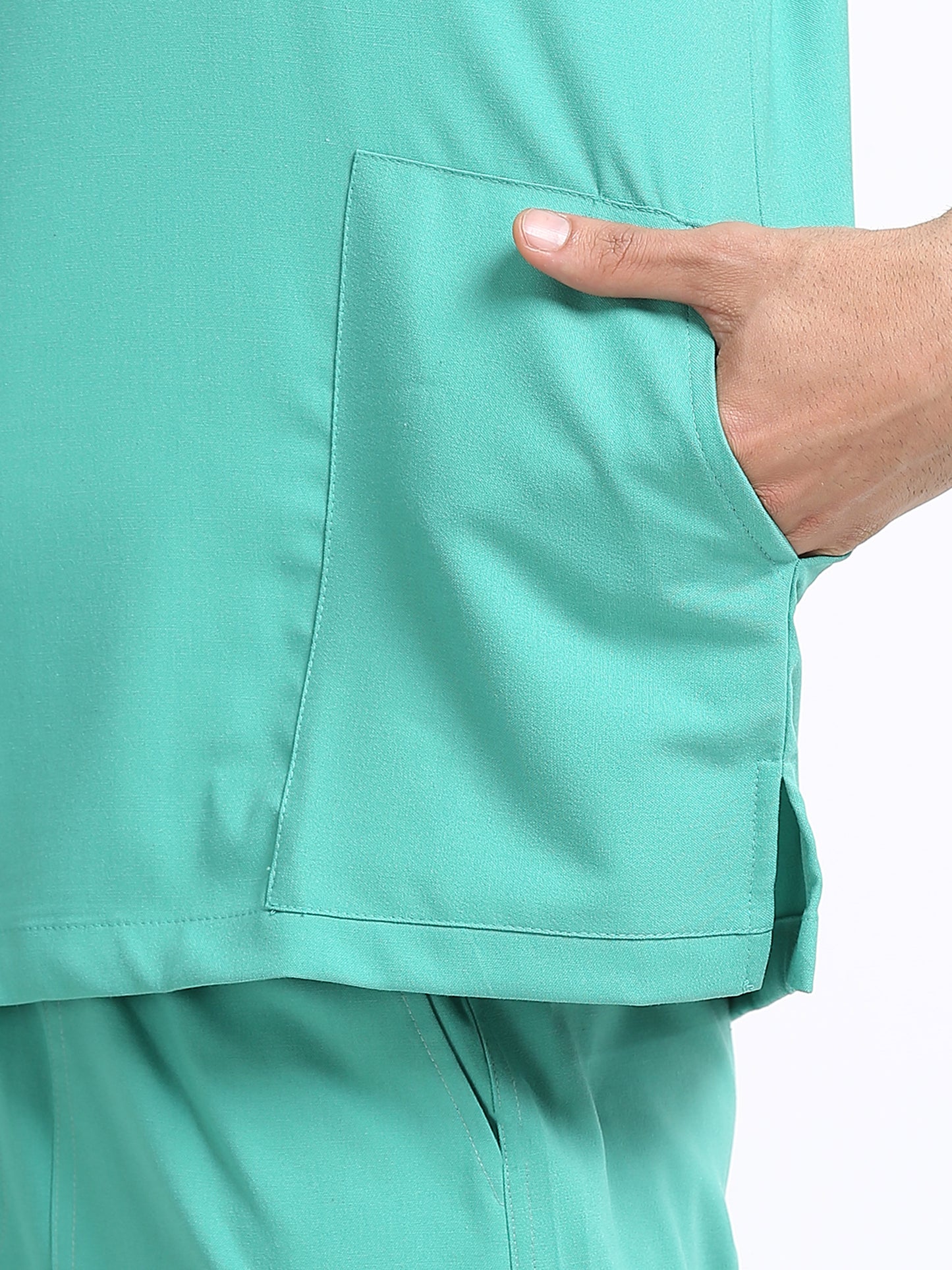 Men’s Sea Green Medical Scrub Set – Mandarin Collar (Chinese Collar) Top & Straight Pants | Wrinkle-Resistant – Eco Flex