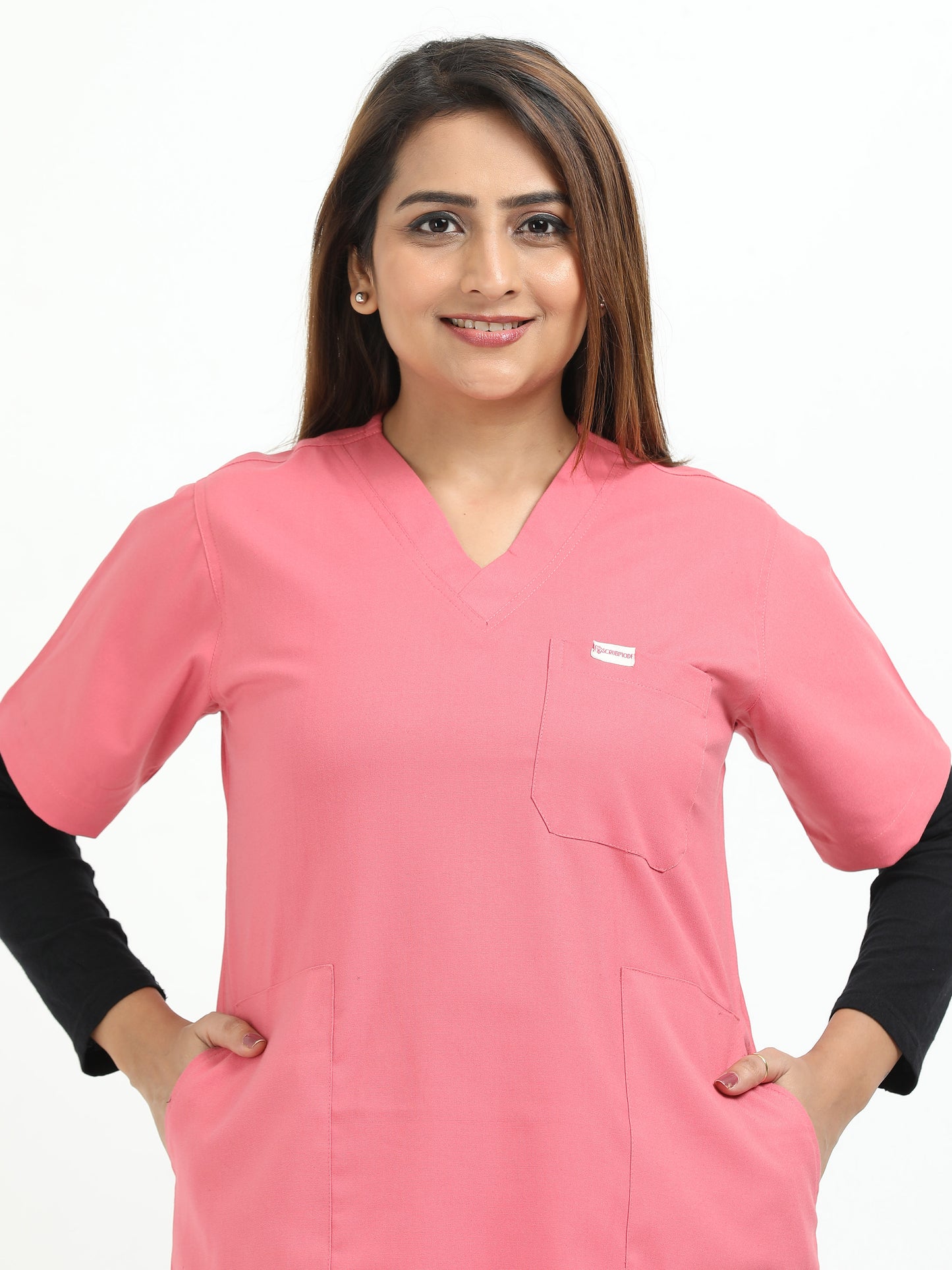 Women’s Mauve Medical Scrub Set – V-Neck Top & Straight Pants | Twill Fabric, Antibacterial & Lightweight – Eco Flex