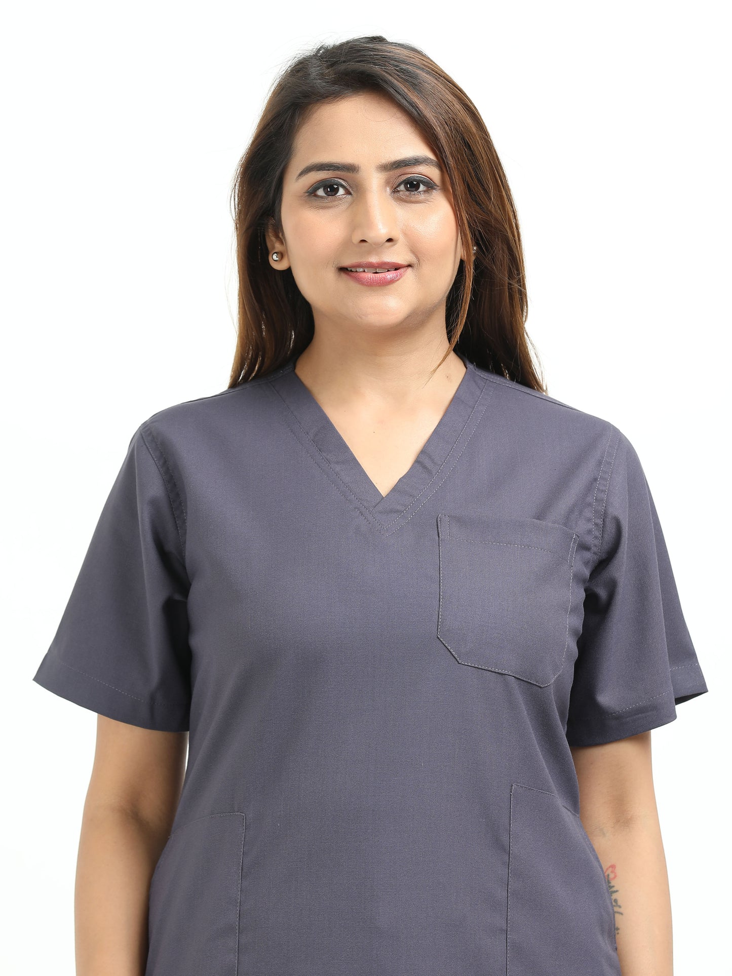 Women’s Heather Grey  Medical Scrub Set – V-Neck Top & Straight Pants | 2-Way Stretch, Antibacterial & Premium Comfort – Apollo