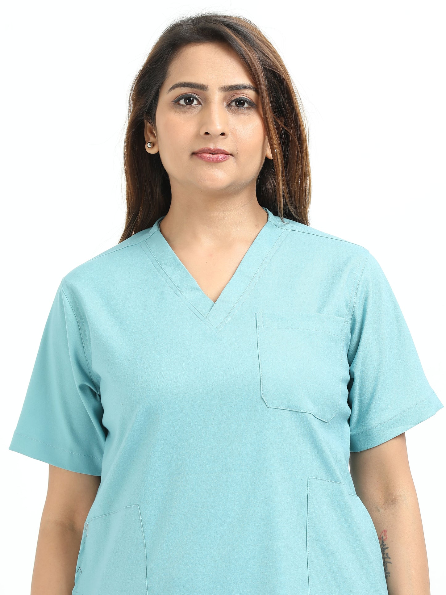 Women’s Eucalyptus Green Medical Scrub Set – V-Neck Top & Straight Pants | 2-Way Stretch, Breathable & Antibacterial Fabric – Apollo