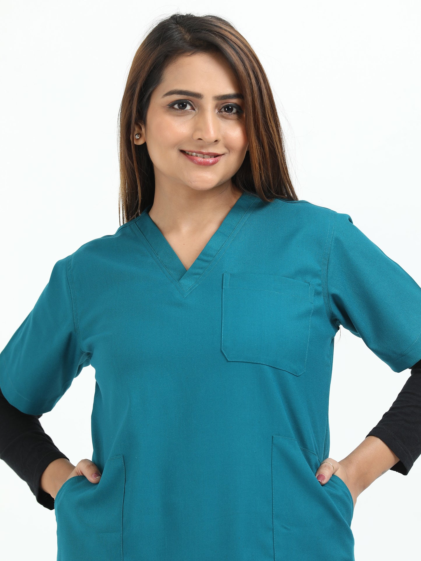 Women’s Emerald Green Medical Scrub Set – V-Neck Top & Straight Pants | 2-Way Stretch, Antibacterial & Breathable Fabric – Apollo