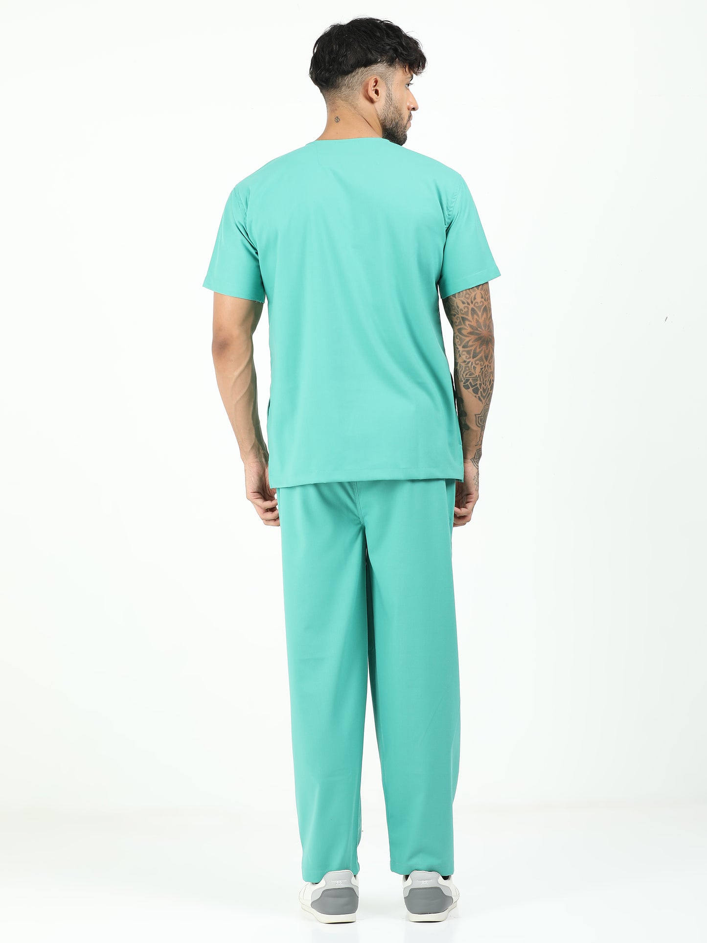 Men’s Sea Green Medical Scrub Set – V-Neck Top & Straight Pants | 2-Way Stretch, Antibacterial & Breathable – Apollo