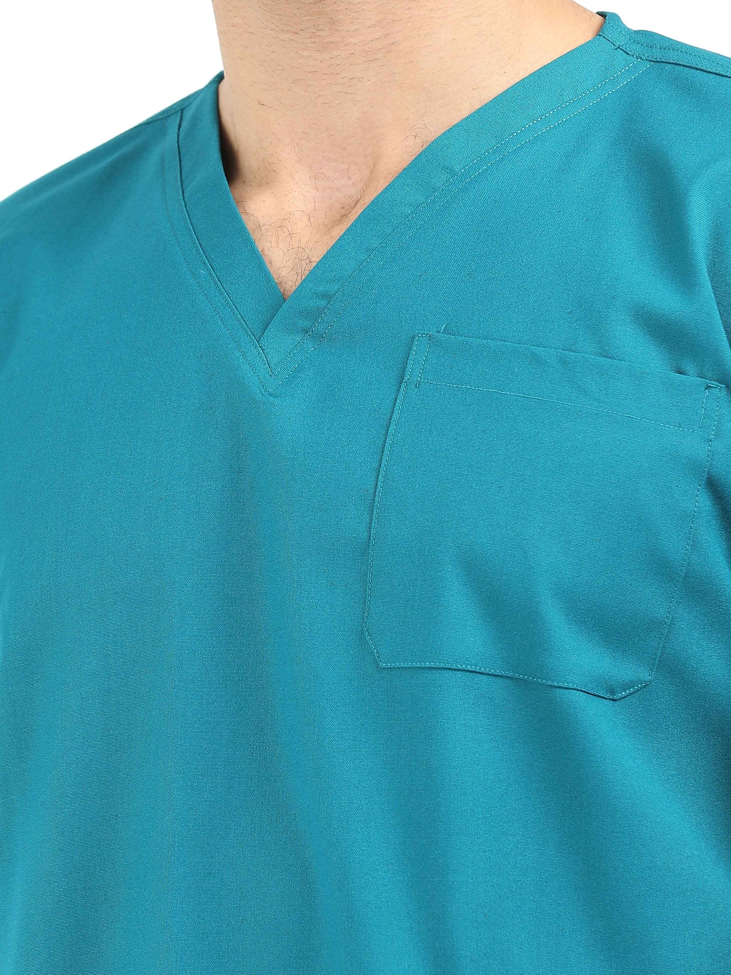 Men’s Emerald Green Medical Scrub Set – V-Neck Top & Straight Pants | Twill Fabric, Breathable & Antibacterial – Eco Flex