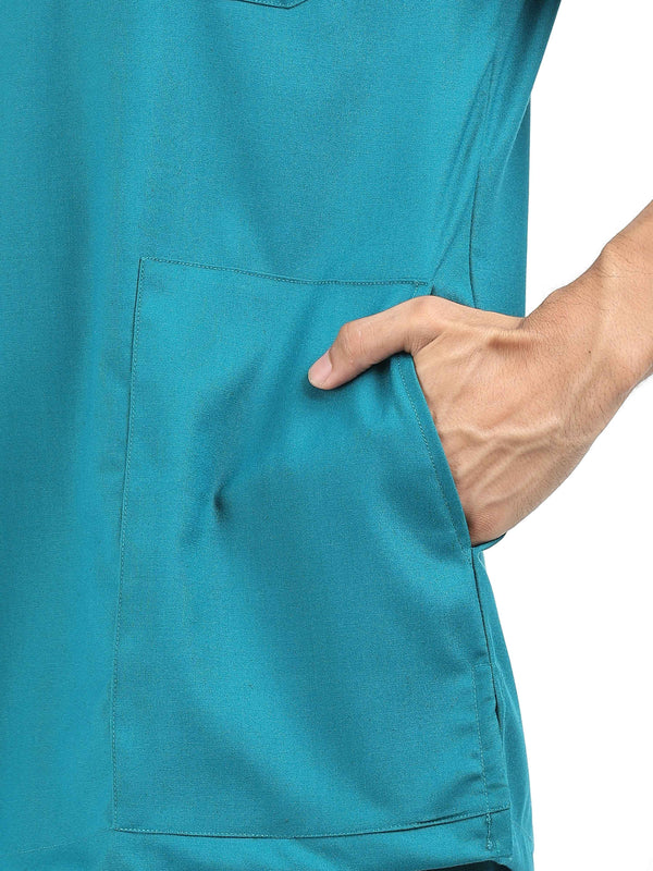 Men’s Emerald Green Medical Scrub Set – V-Neck Top & Straight Pants | Twill Fabric, Breathable & Antibacterial – Eco Flex