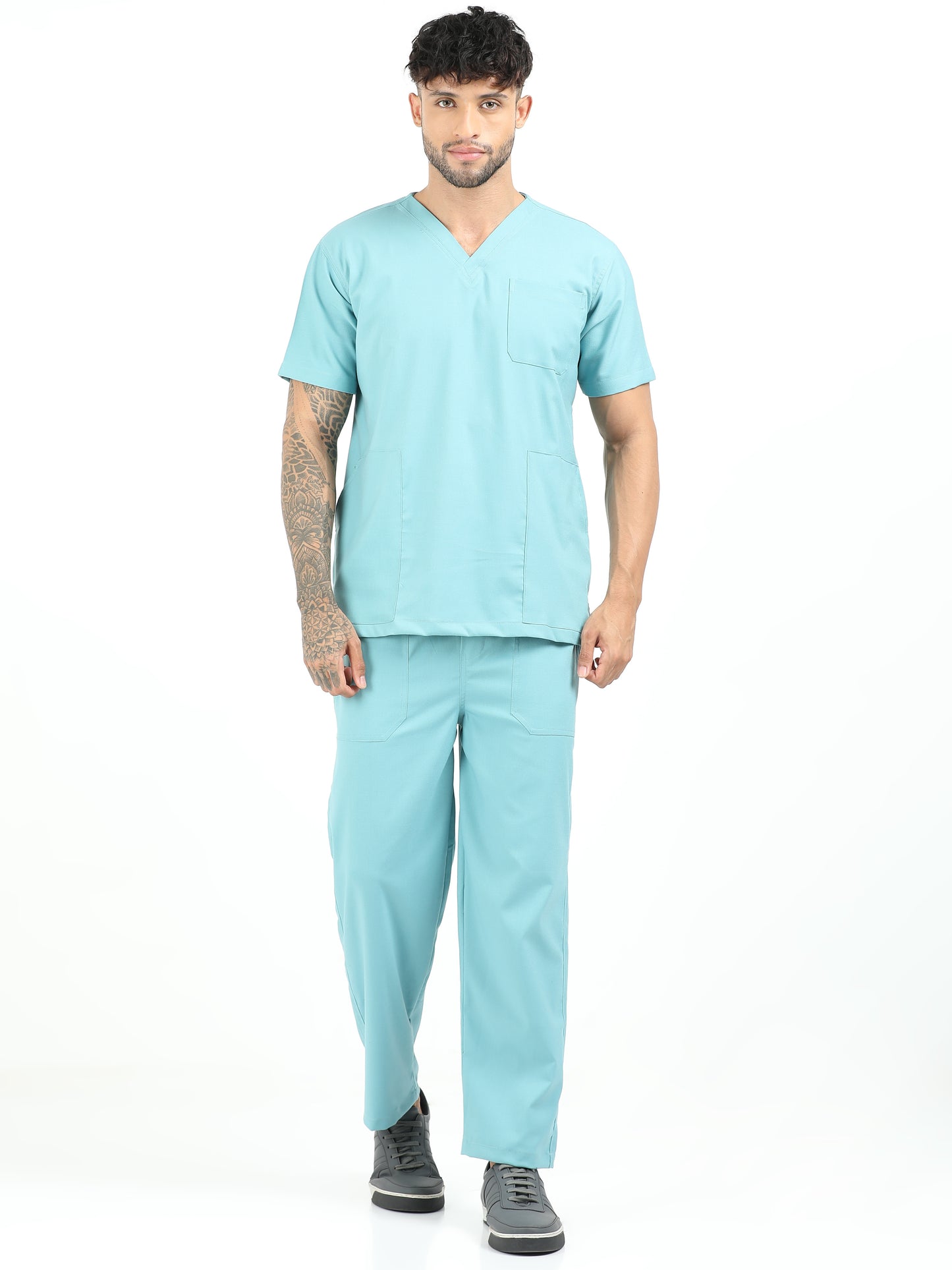Men’s Eucalyptus Medical Scrub Set – V-Neck Top & Straight Pants | Twill Fabric, Lightweight & Breathable – Eco Flex
