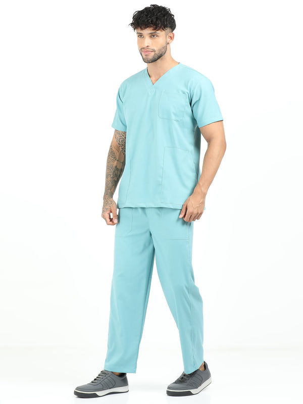 Men’s Eucalyptus Medical Scrub Set – V-Neck Top & Straight Pants | Twill Fabric, Lightweight & Breathable – Eco Flex
