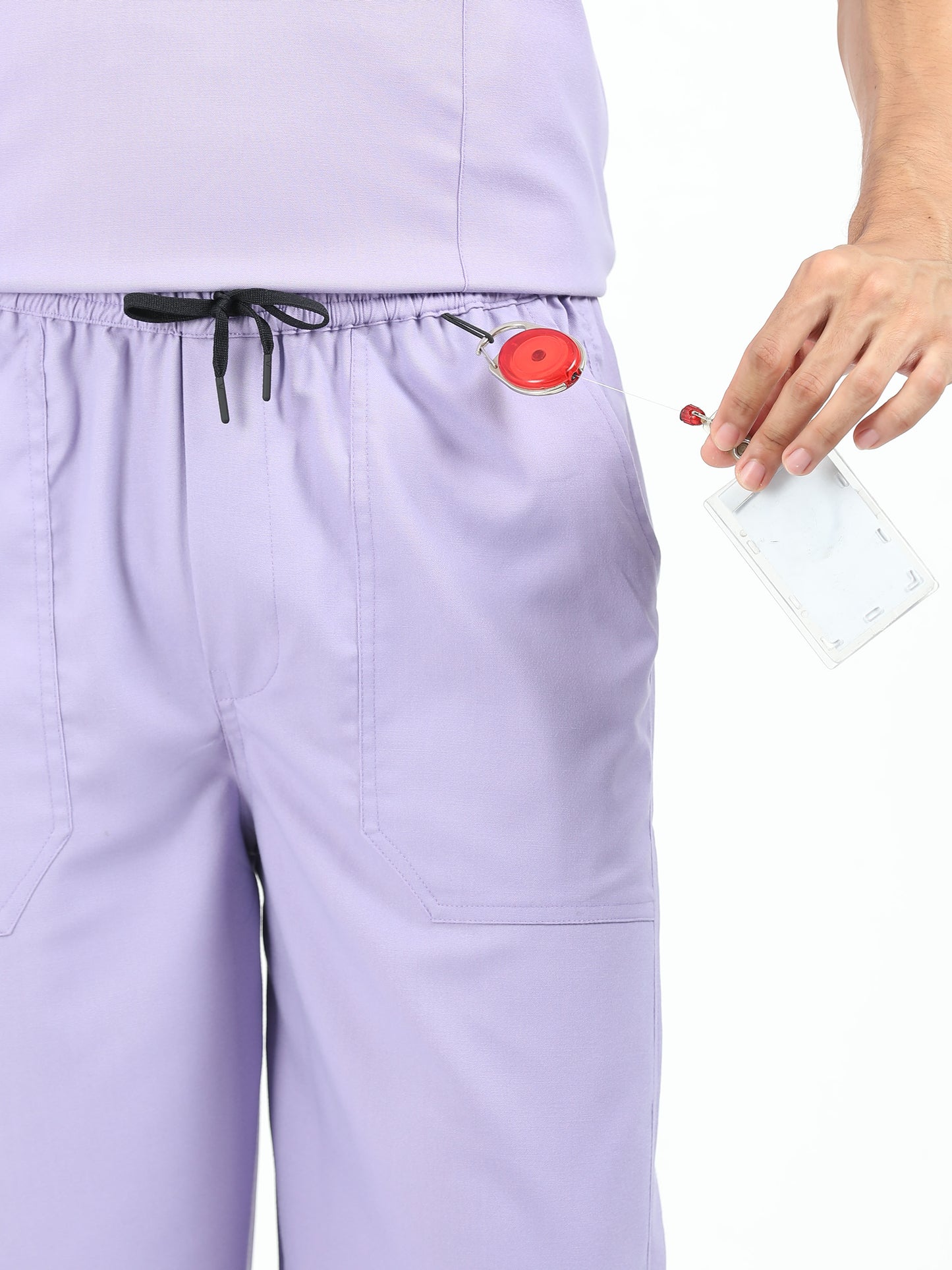 Men’s Pastel Lilac Medical Scrub Set – V-Neck Top & Straight Pants | Twill Fabric, Soft & Antibacterial Comfort – Eco Flex