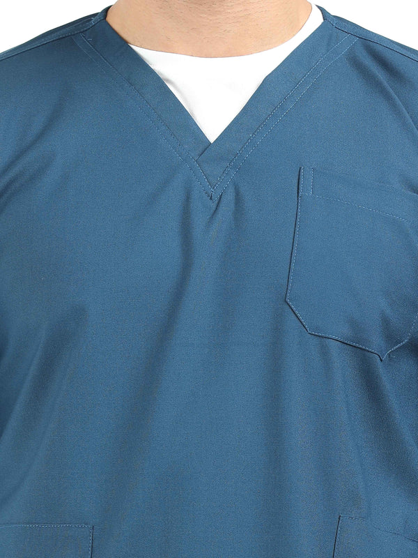 Men’s Galaxy Blue Medical Scrub Set – V-Neck Top & Straight Pants | Twill Fabric, Durable & Antibacterial – Eco Flex