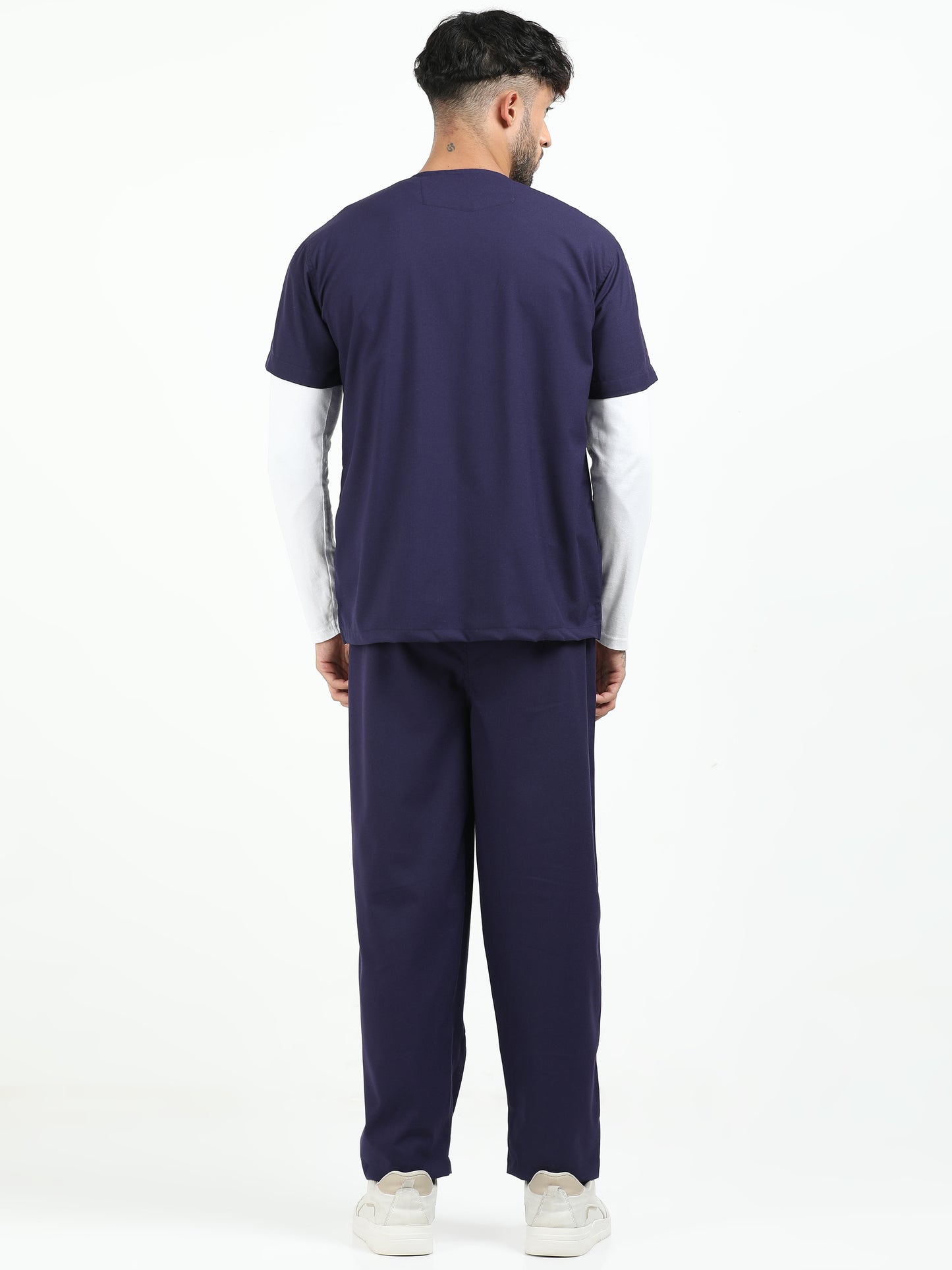 Men’s Navy Medical Scrub Set – V-Neck Top & Straight Pants | Twill Fabric, Antibacterial & Durable – Eco Flex