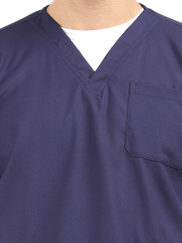 Men’s Navy Medical Scrub Set – V-Neck Top & Straight Pants | Twill Fabric, Antibacterial & Durable – Eco Flex