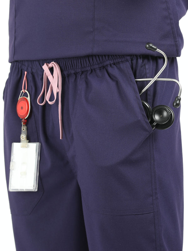 Men’s Navy Medical Scrub Set – V-Neck Top & Straight Pants | Twill Fabric, Antibacterial & Durable – Eco Flex