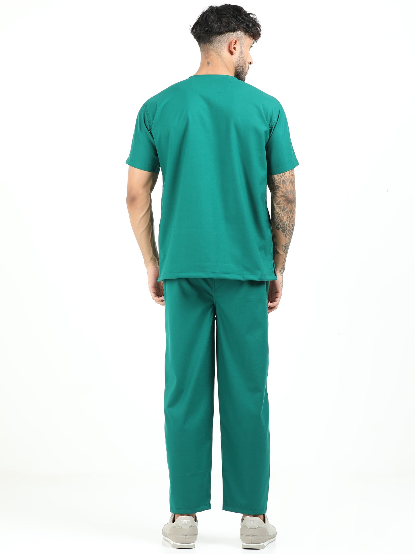 Men’s Forest Green Medical Scrub Set – V-Neck Top & Straight Pants | 2-Way Stretch, Lightweight & Breathable – Apollo