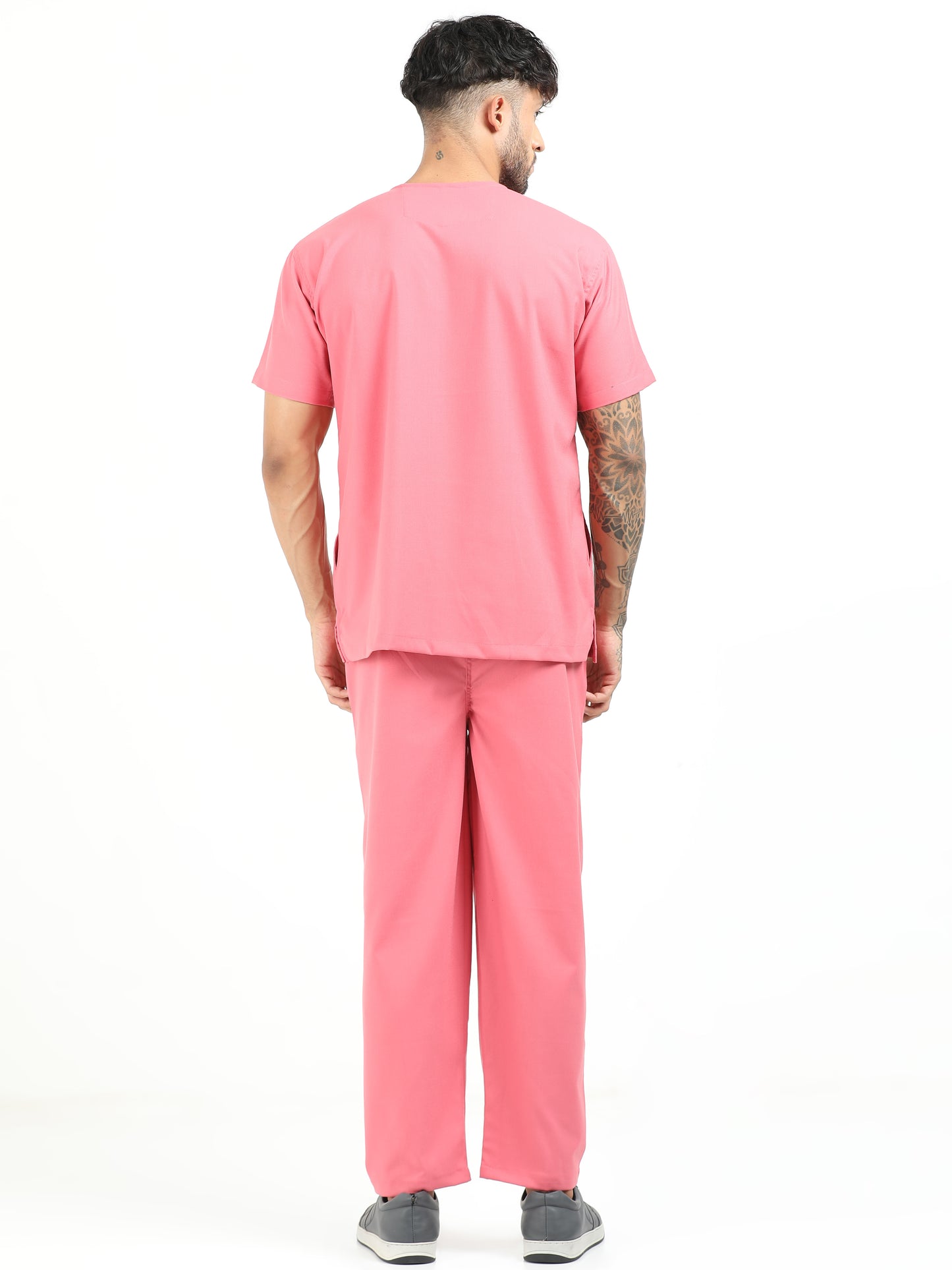 Men’s Mauve Medical Scrub Set – V-Neck Top & Straight Pants | 2-Way Stretch, Lightweight & Antibacterial Fabric – Apollo