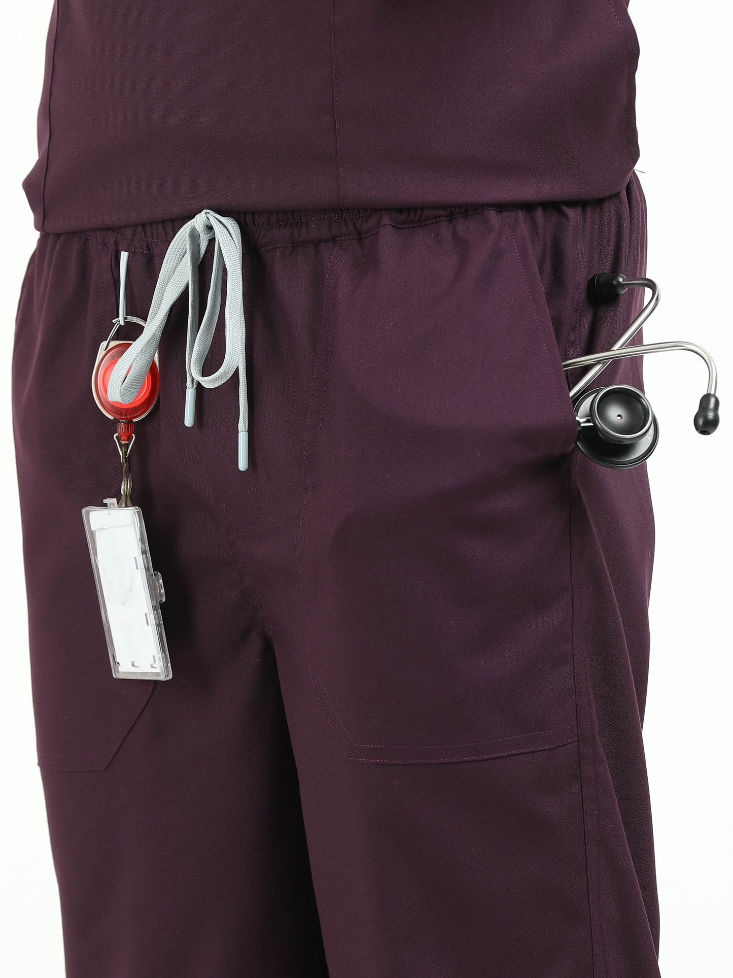 Men’s Wine Medical Scrub Set – V-Neck Top & Straight Pants | Twill Fabric, Breathable & Fade-Resistant – Eco Flex
