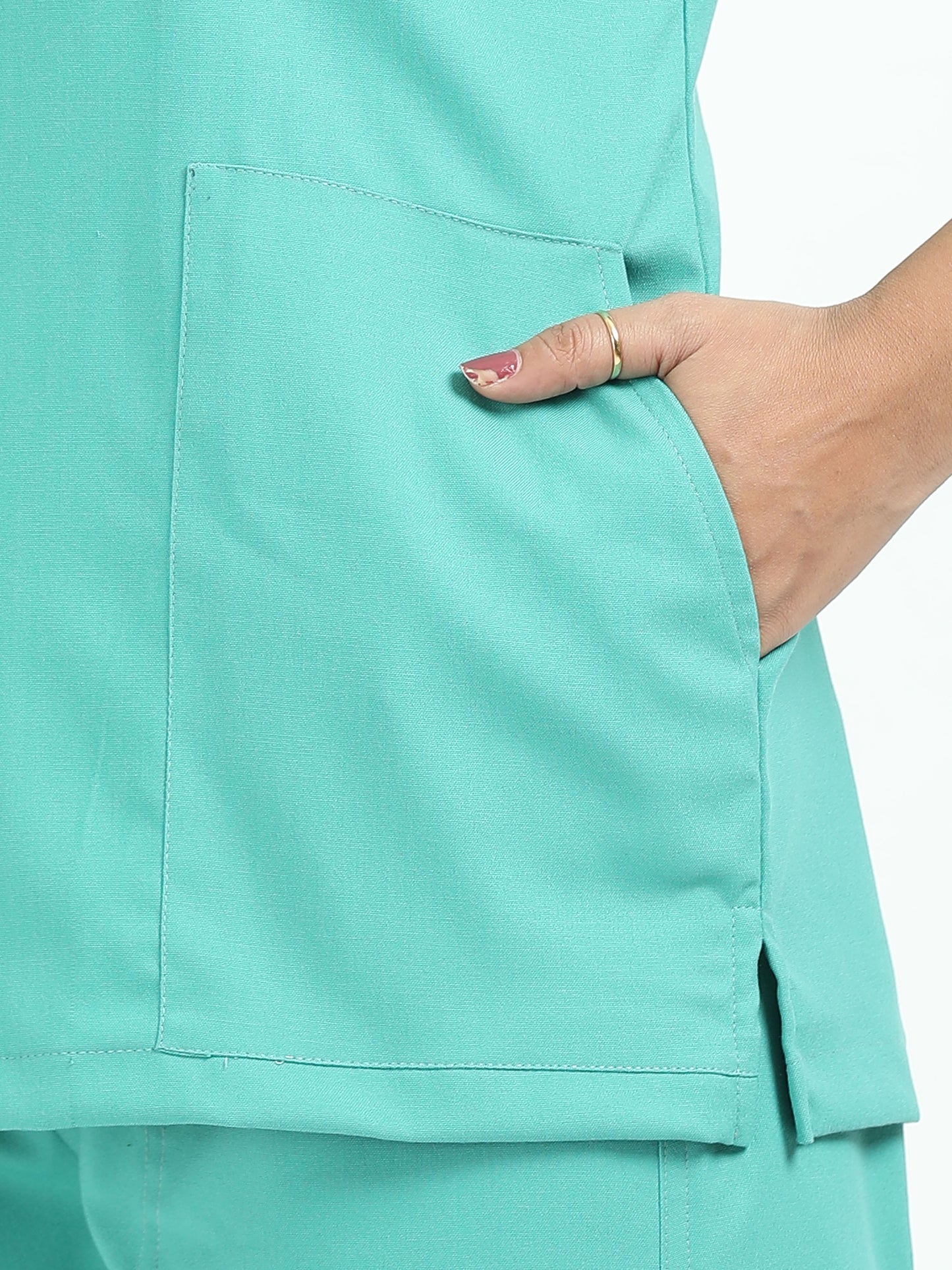Women’s Sea Green Medical Scrub Set – V-Neck Top & Straight Pants | 2-Way Stretch, Antibacterial & Quick-Dry Fabric – Apollo