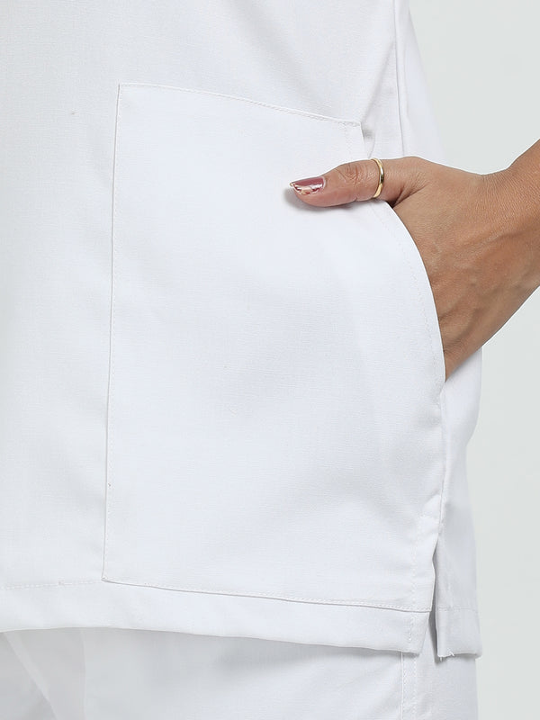 Women’s Snow White Medical Scrub Set – V-Neck Top & Straight Pants | 2-Way Stretch, Antibacterial & Easy-Care Fabric – Apollo